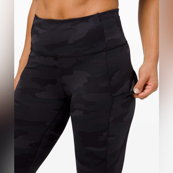 lululemon NWT Fast and Free HR Crop 23" Sz 20 Heritage 365 Camo Deep Coal Multi - Picture 6 of 7